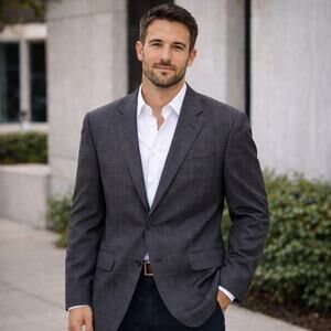 Canali Italian Suit Jacket Mens 52L EU 42L US Dark Gray 100% Wool 3 Button Notch